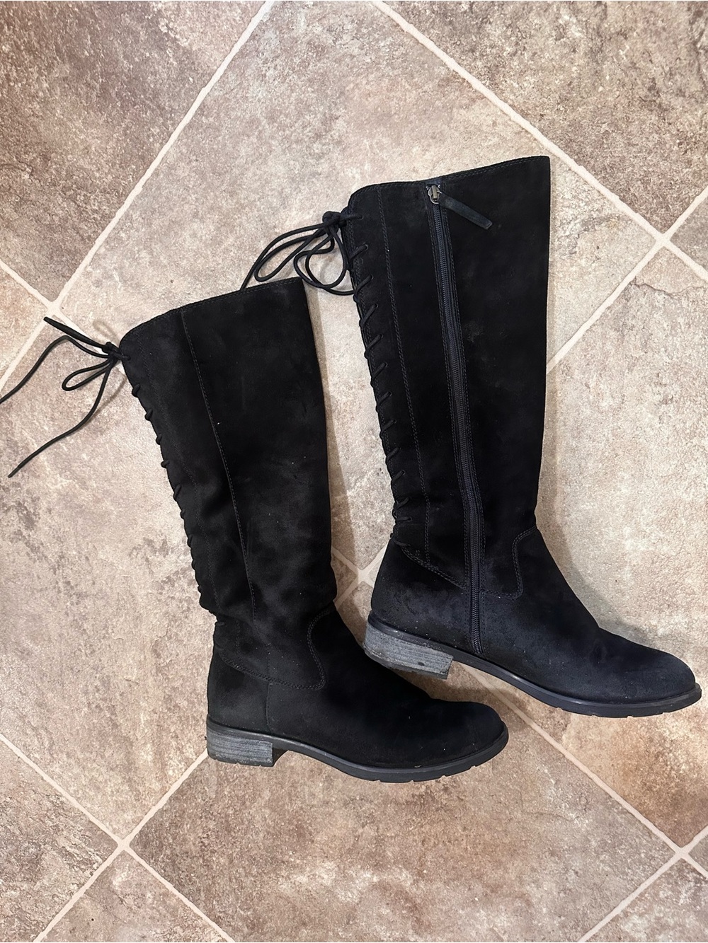 Sofft Black Knee-High Lace-Up Women's Boots